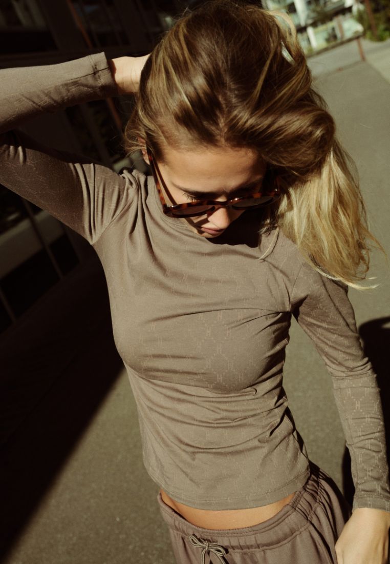 600-14 langærmet t-shirt - Brown