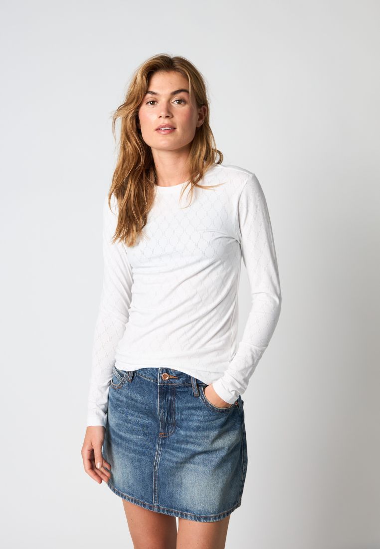 600-14 langærmet t-shirt - White