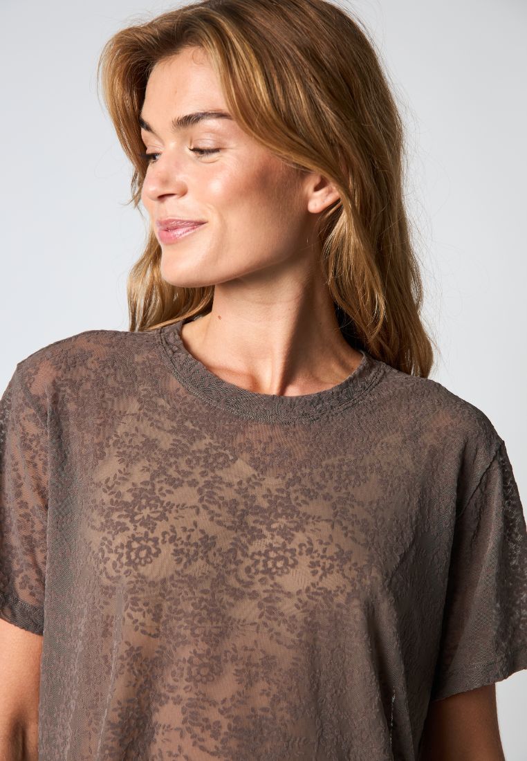 852 lace t-shirt - Brown