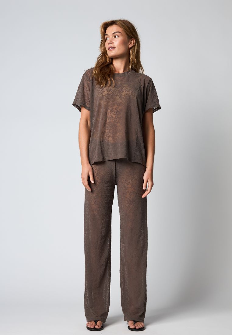 852 lace t-shirt - Brown