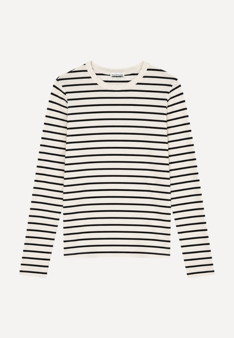 BS Margrethe langærmet t-shirt - Off White/Black