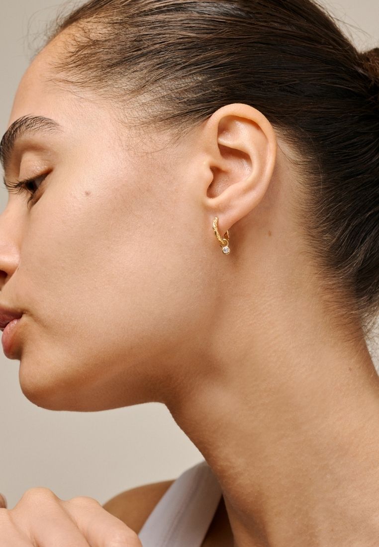 Belle CZ hoops ørering - Gold
