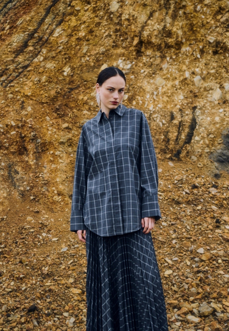 CMAurora bluse - Gray Pinstripe W. Black