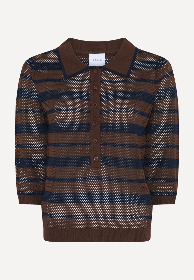 Charlotte Polo strik - Brown/Navy