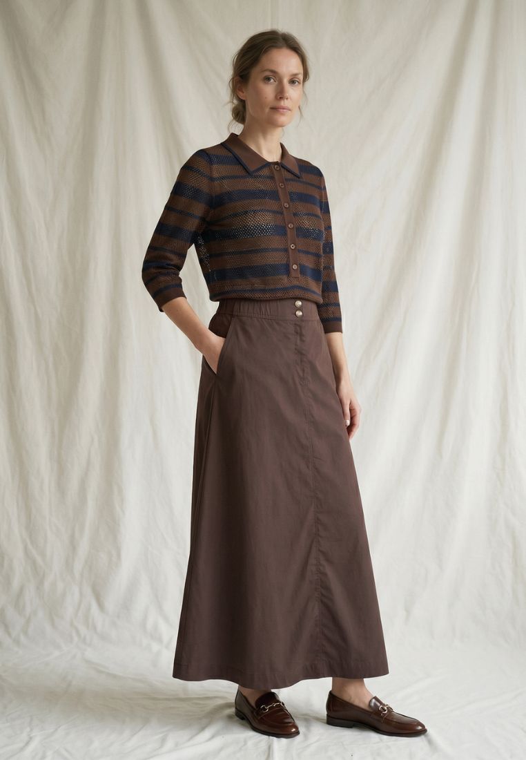 Charlotte Polo strik - Brown/Navy