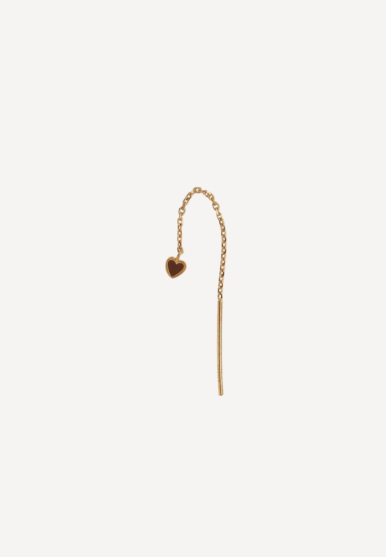 Dangling Love Heart ørering - Mocha