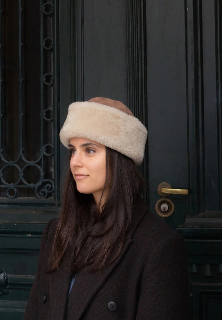 Dora Shearling hat - Emperador Brown