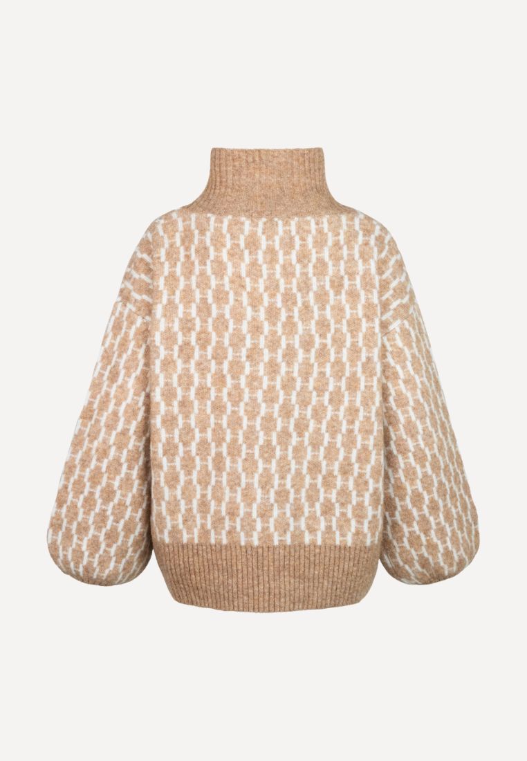 Fam striktrøje - Light Brown Melange
