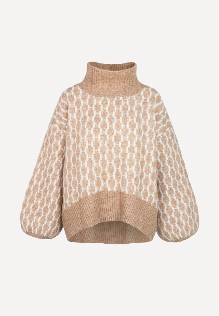 Fam striktrøje - Light Brown Melange