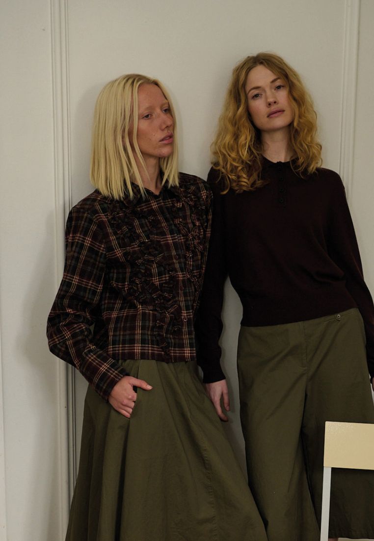 Isa Cropped bluse - Grey/Wine Checks