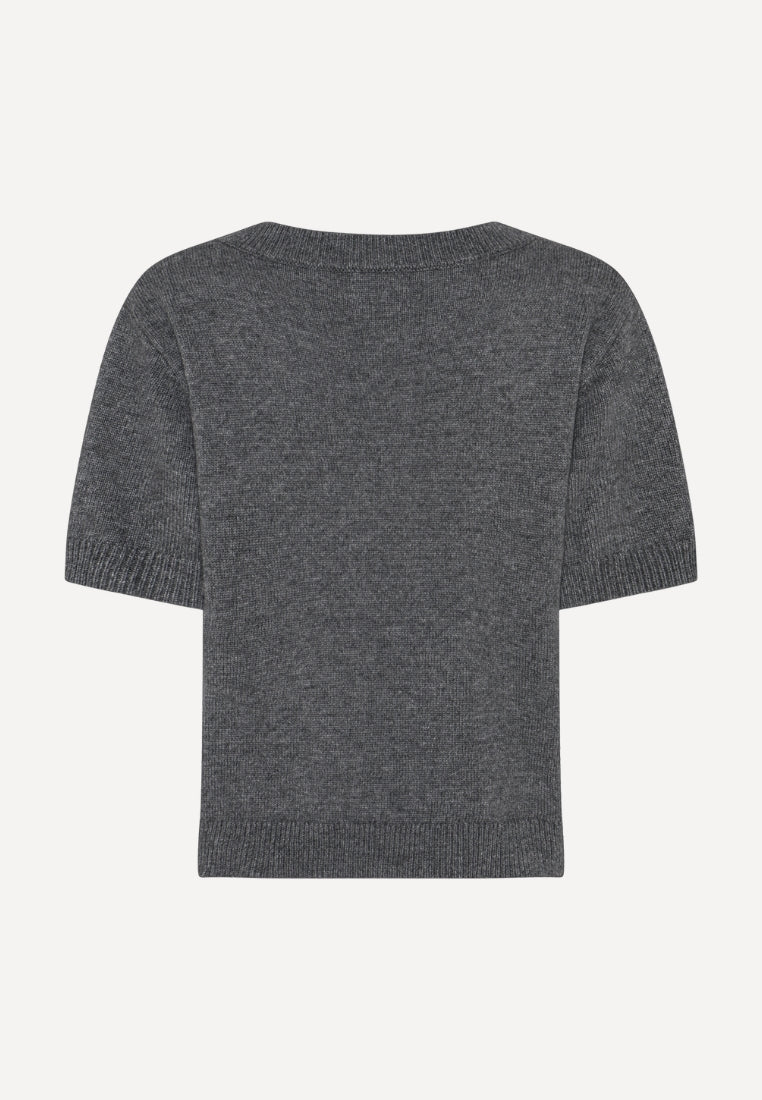 Julie S/S striktrøje - Dark Grey Melange