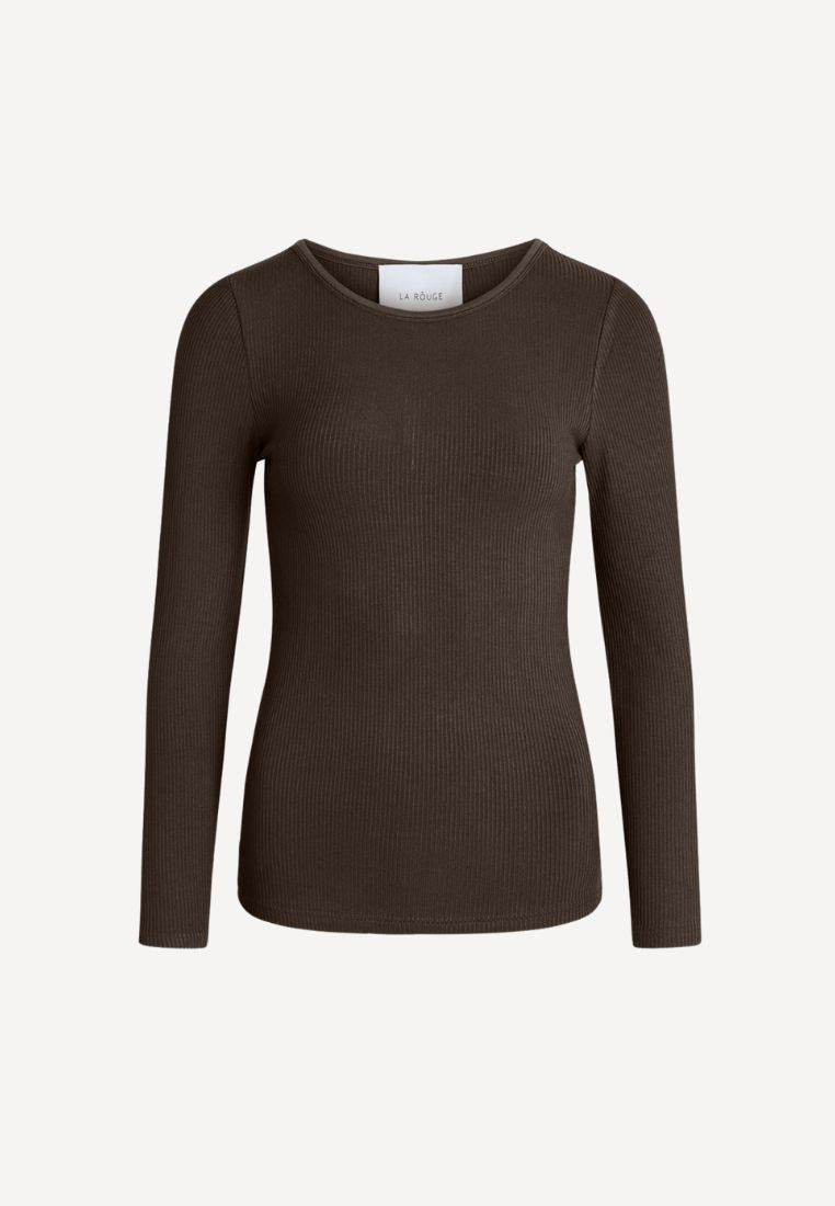 Lisa langærmet bluse - Dark brown