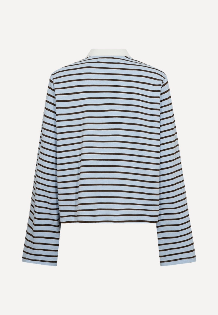 Light Stix LS Polo bluse - Light Blue Striped