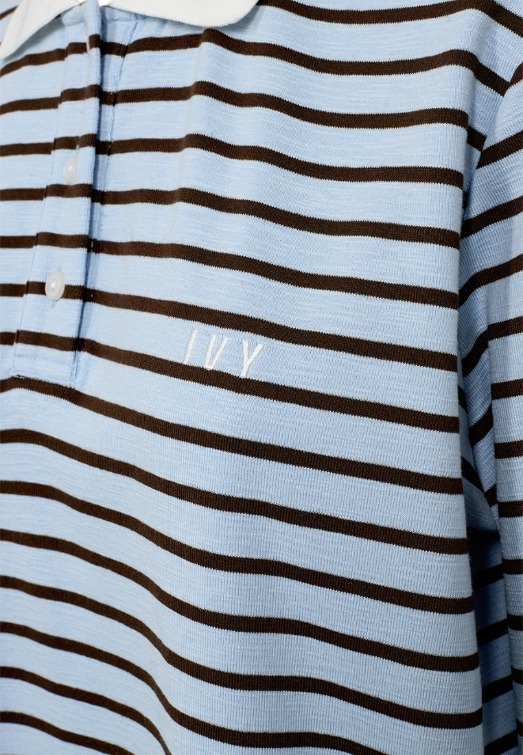 Light Stix LS Polo bluse - Light Blue Striped