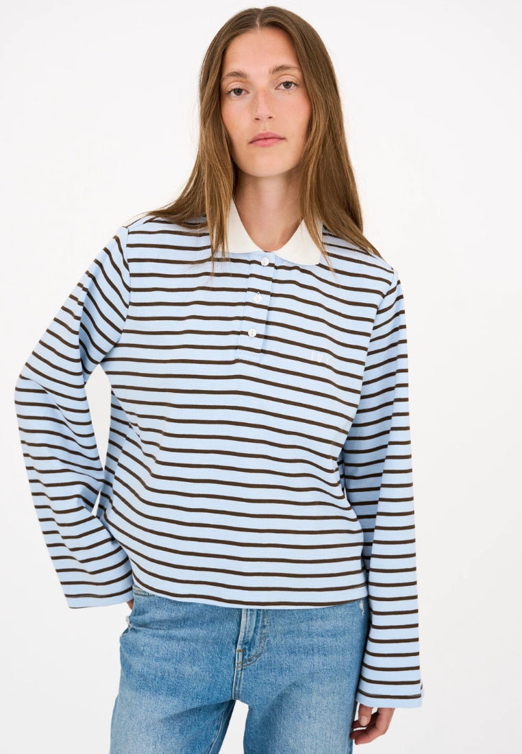 Light Stix LS Polo bluse - Light Blue Striped