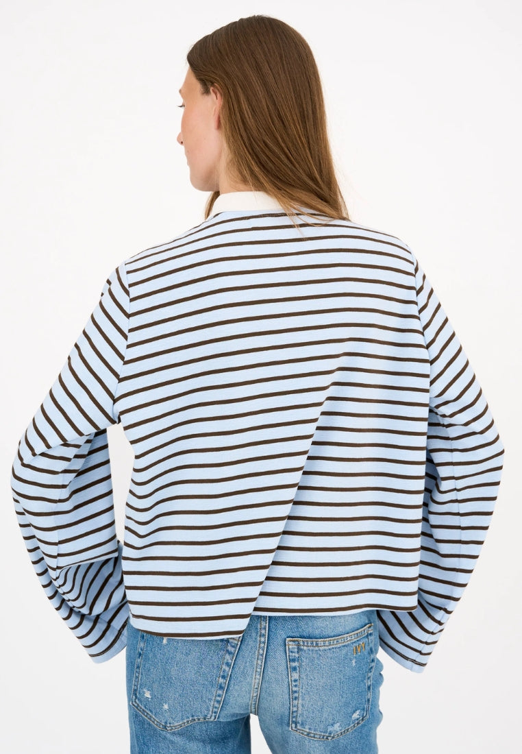 Light Stix LS Polo bluse - Light Blue Striped