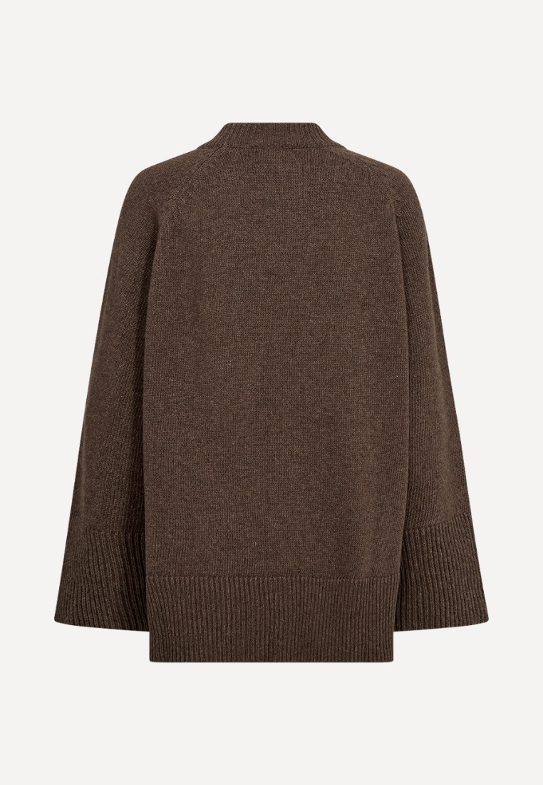 Lili LS Crewneck striktrøje - Brown