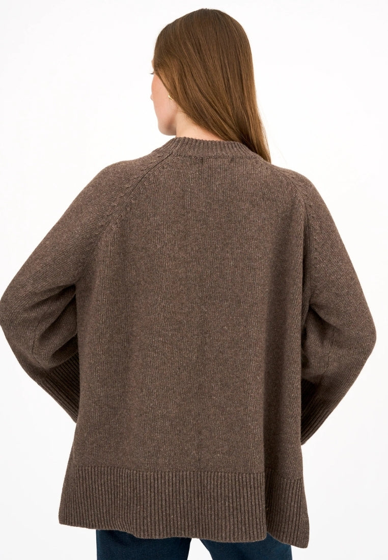 Lili LS Crewneck striktrøje - Brown