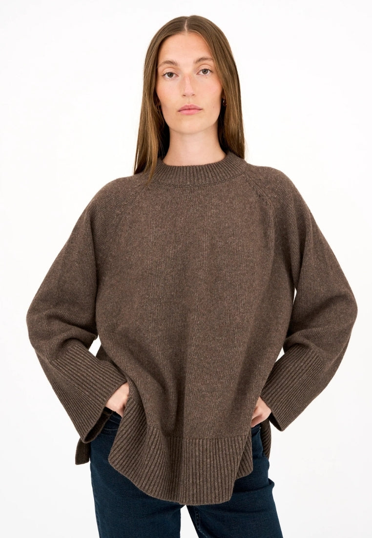 Lili LS Crewneck striktrøje - Brown