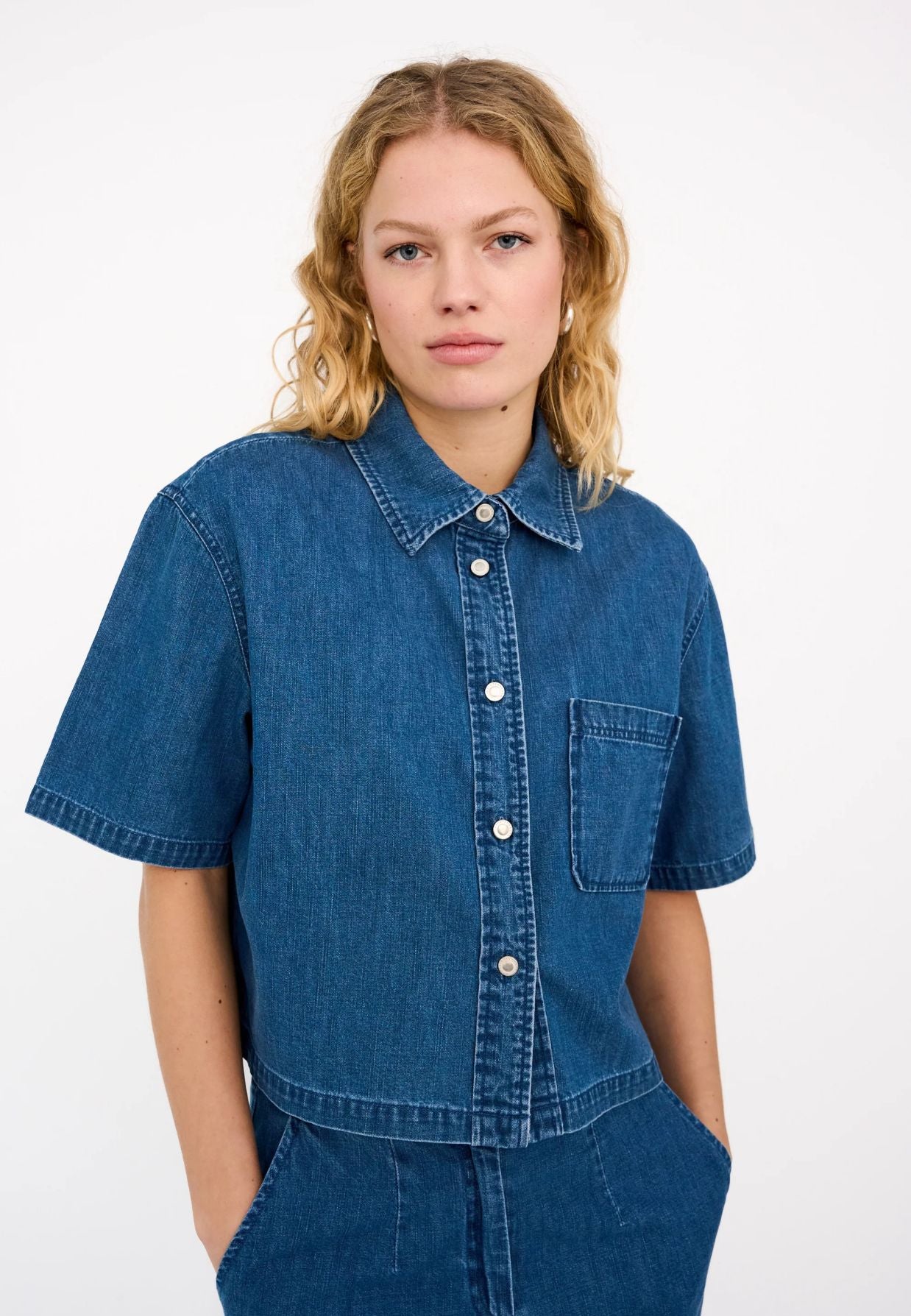 Malika Uta Oversize skjorte - Mid Blue Denim