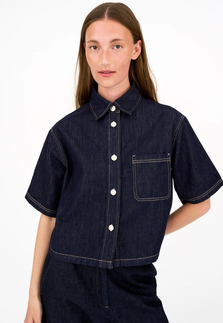 Malika Oversize Dark Rinse skjorte - Rinse Denim