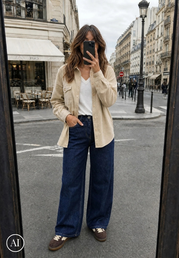 Marie Chest pockets skjorte - Light beige