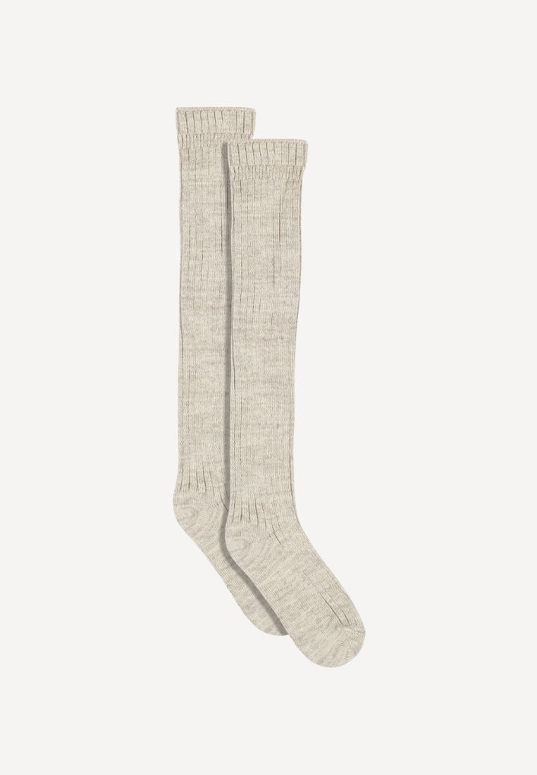 Megan knee strømper - Light Brown Melange