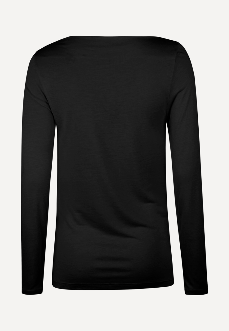 Milani Jersey Draped langærmet T-shirt - Black