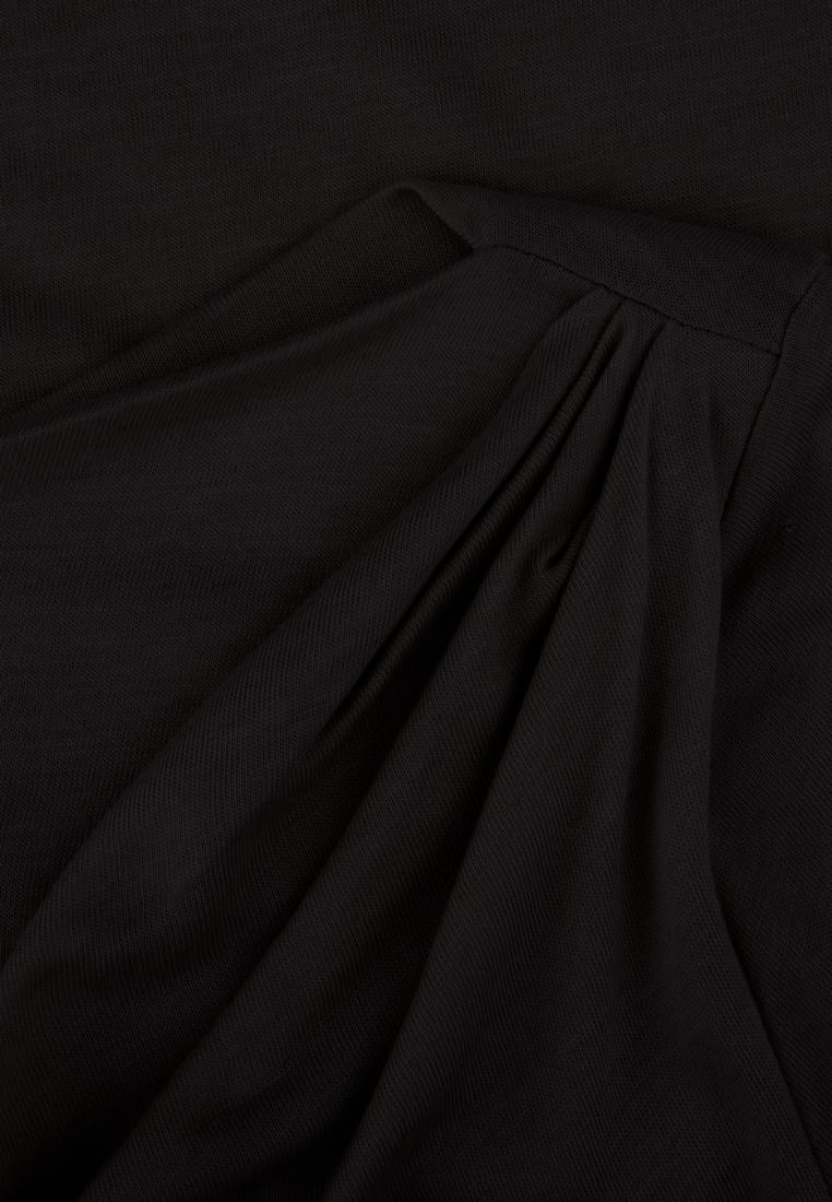Milani Jersey Draped langærmet T-shirt - Black