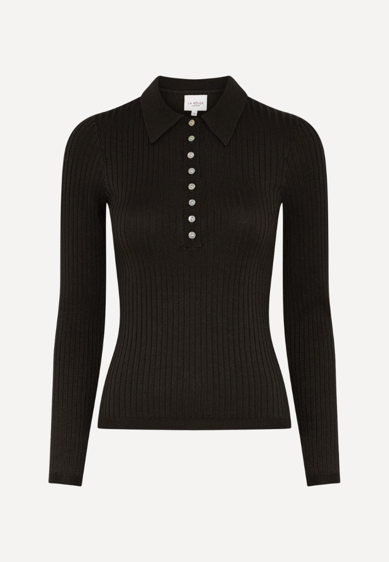 Sailor Polo bluse - Dark Brown