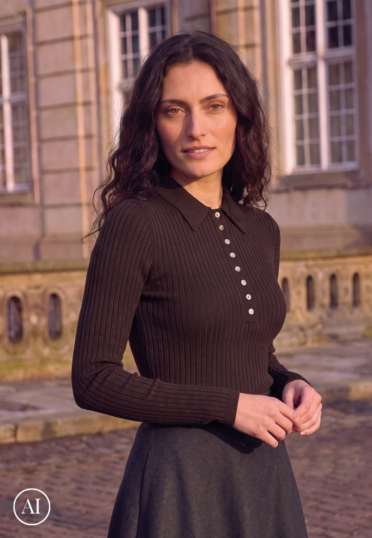 Sailor Polo bluse - Dark Brown