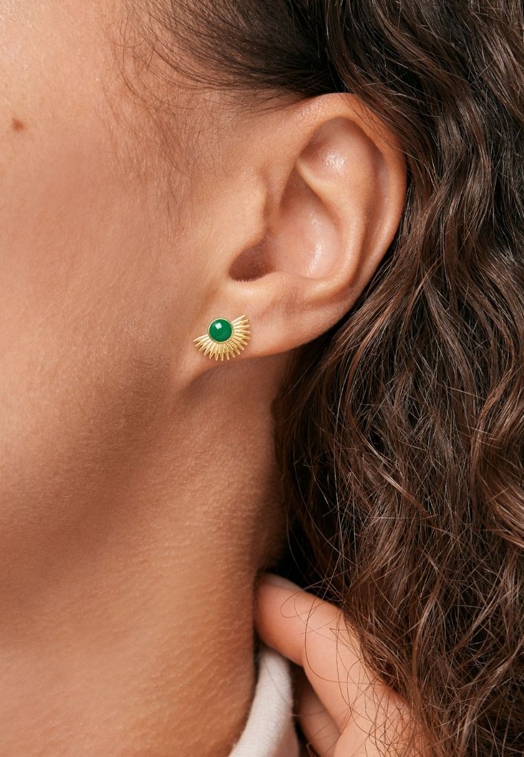 Soleil studs ørering - Petrol green