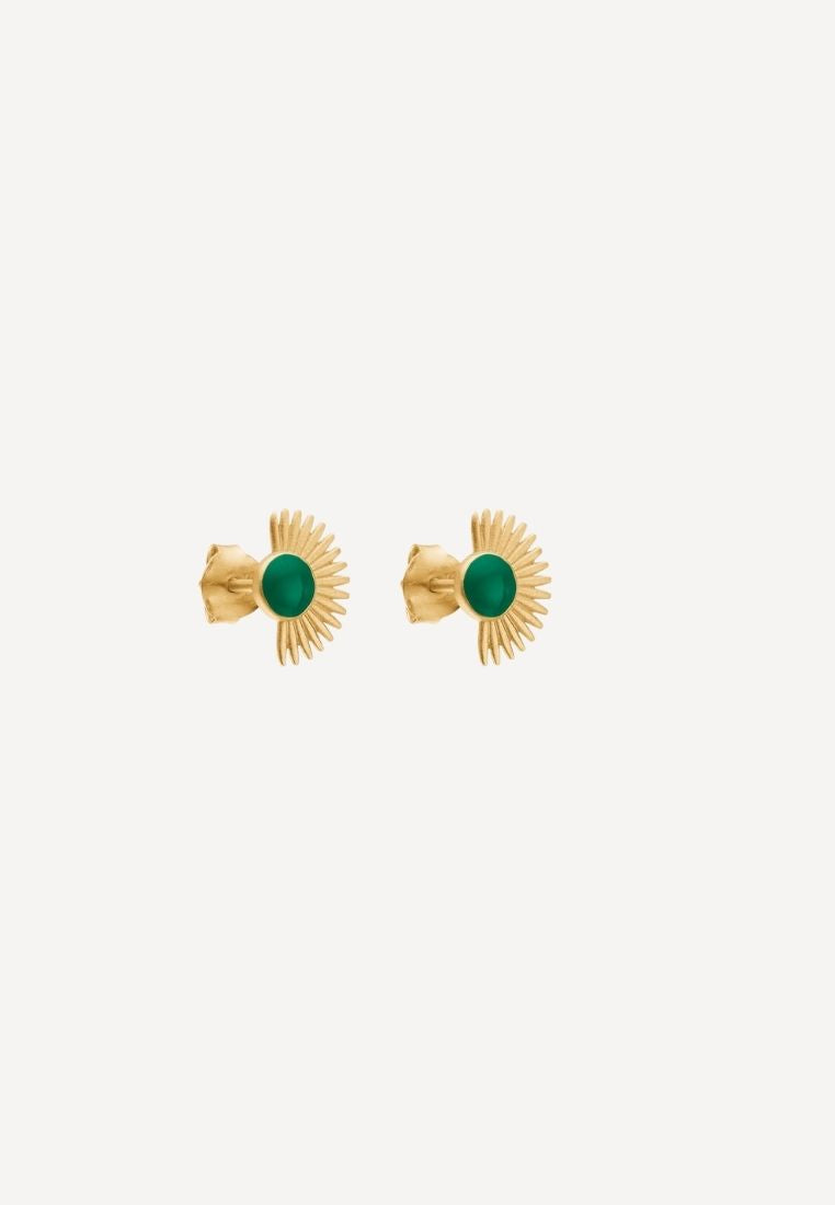 Soleil studs ørering - Petrol green