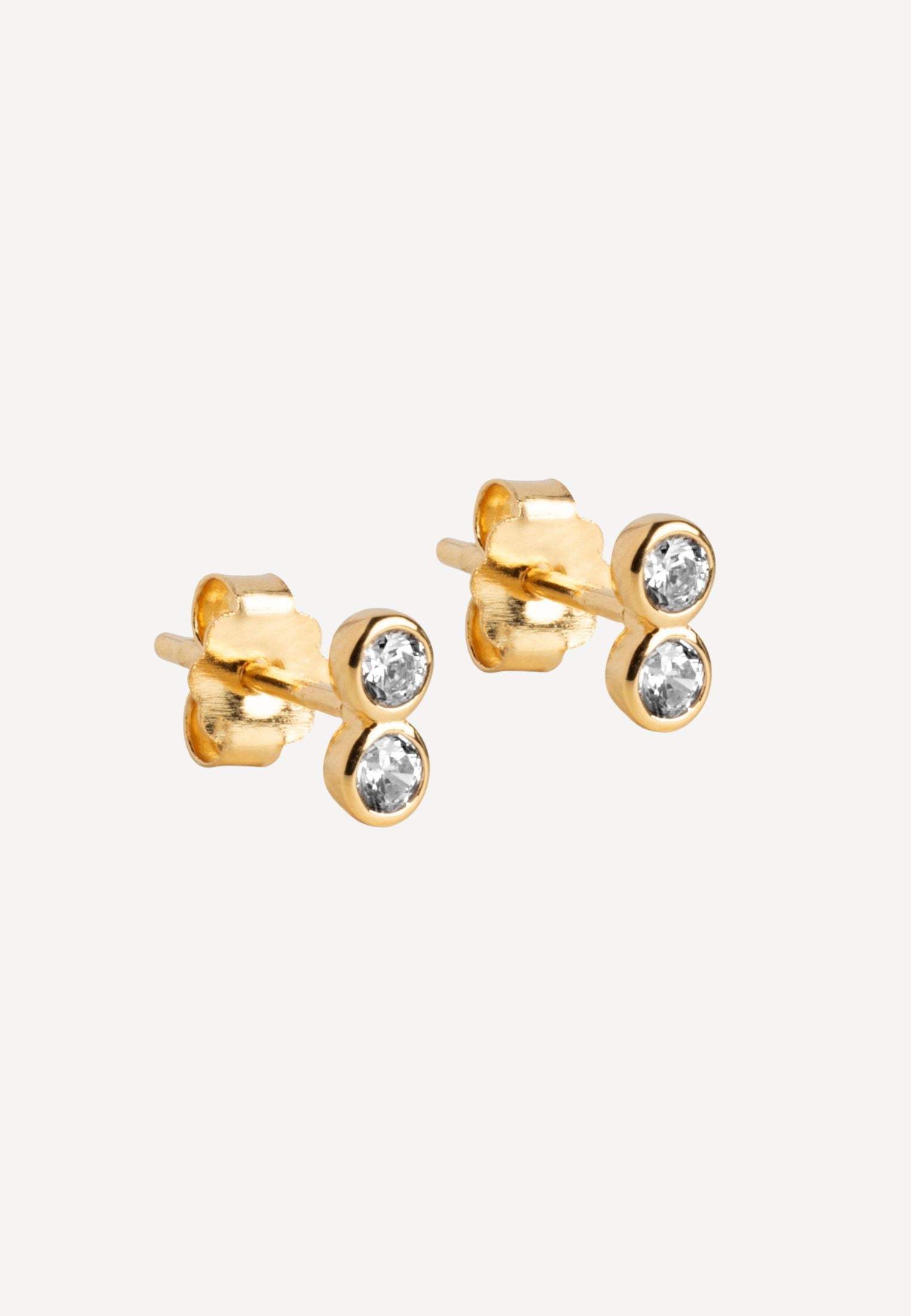 Stud Twin CZ øreringe - Gold
