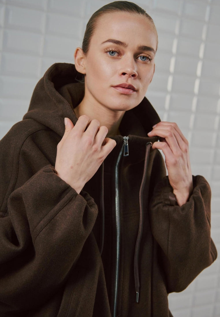 WBLFlora Hooded jakke - Dark Brown