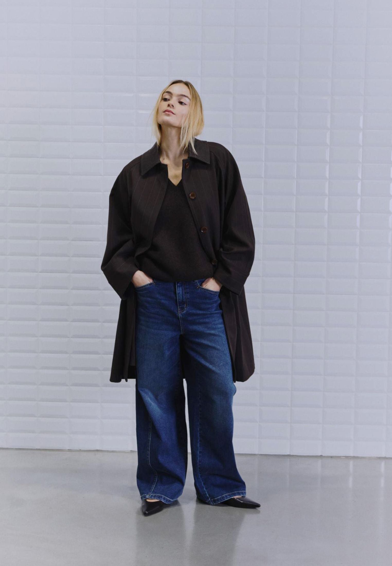 WBLJayline Tailored jakke - Dark Brown Stripe