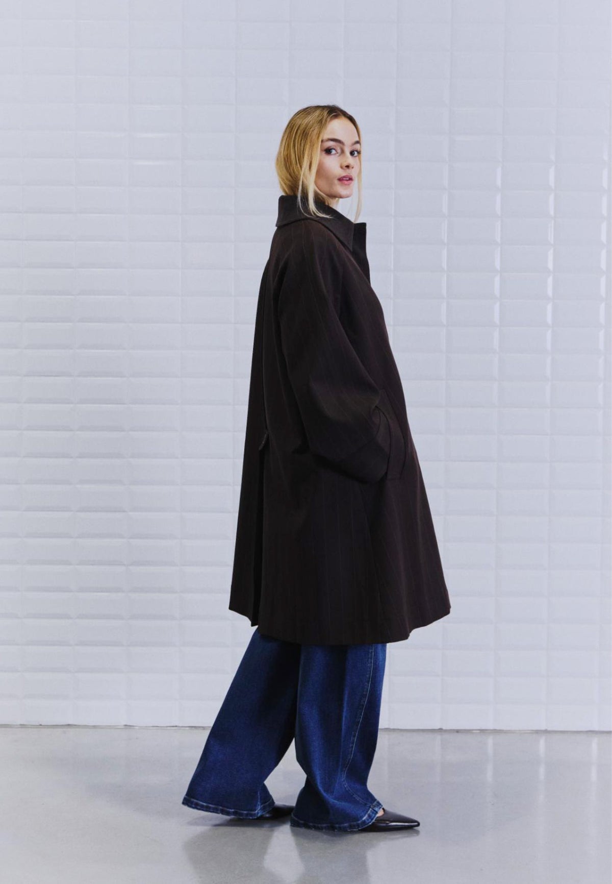WBLJayline Tailored jakke - Dark Brown Stripe