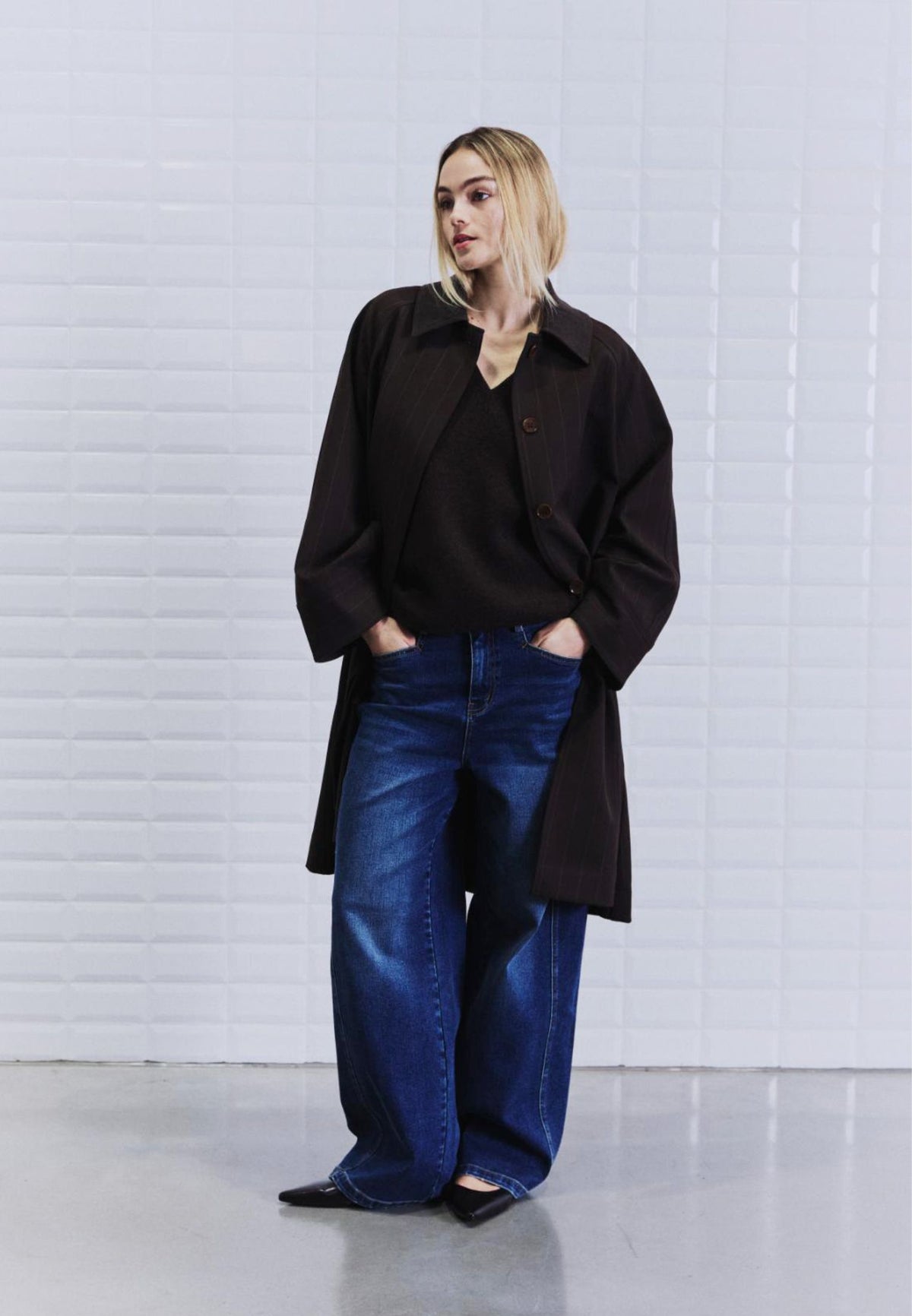 WBLJayline Tailored jakke - Dark Brown Stripe