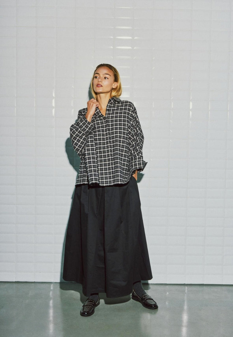 WBLMadison Check Bat skjorte - Dark Grey Check