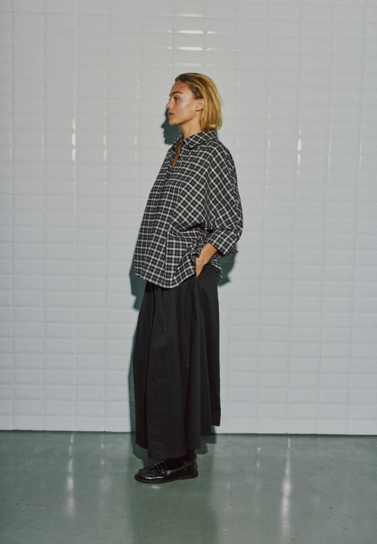 WBLMadison Check Bat skjorte - Dark Grey Check