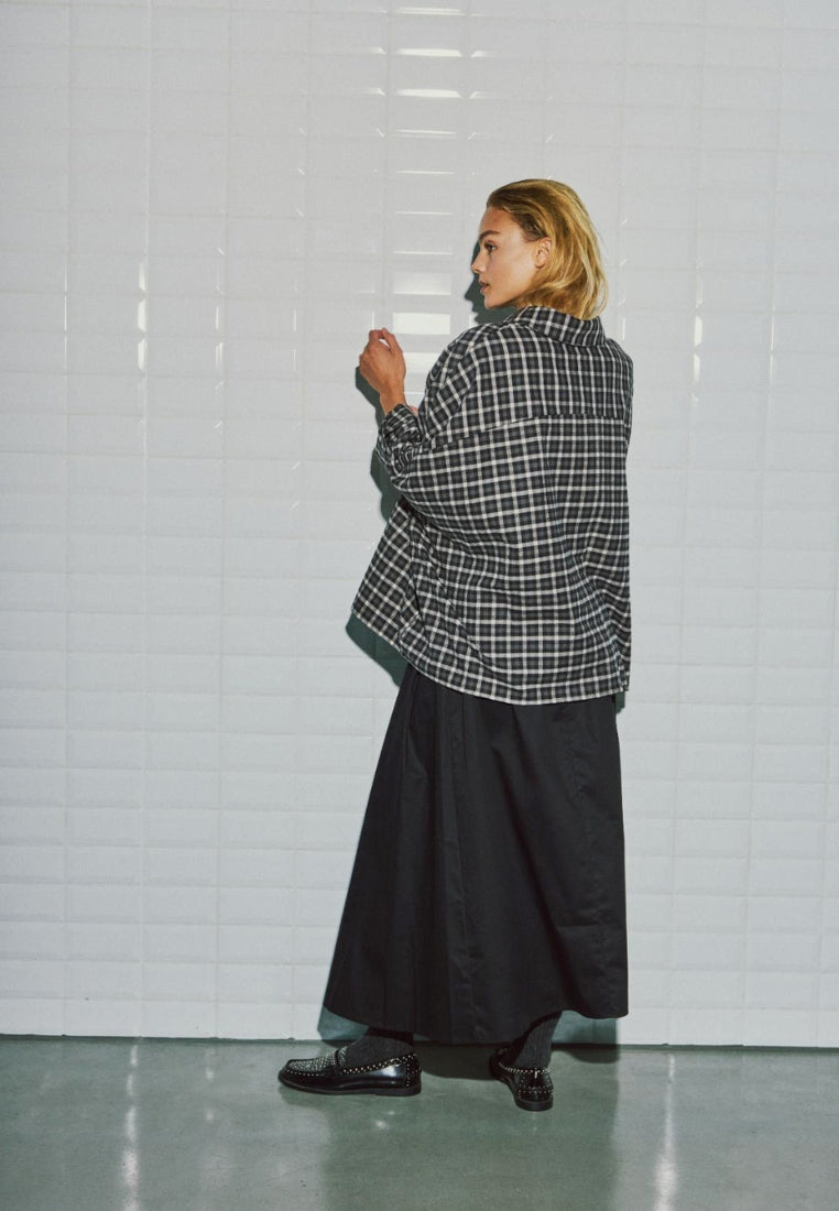 WBLMadison Check Bat skjorte - Dark Grey Check