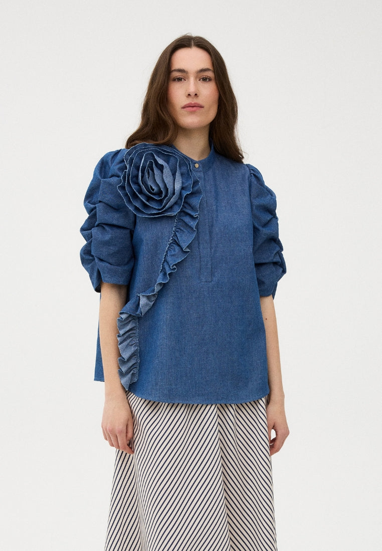 ZabinaGO Ci bluse - Denim Chambrey