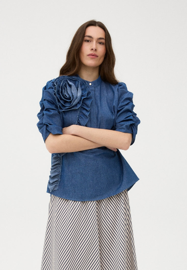 ZabinaGO Ci bluse - Denim Chambrey