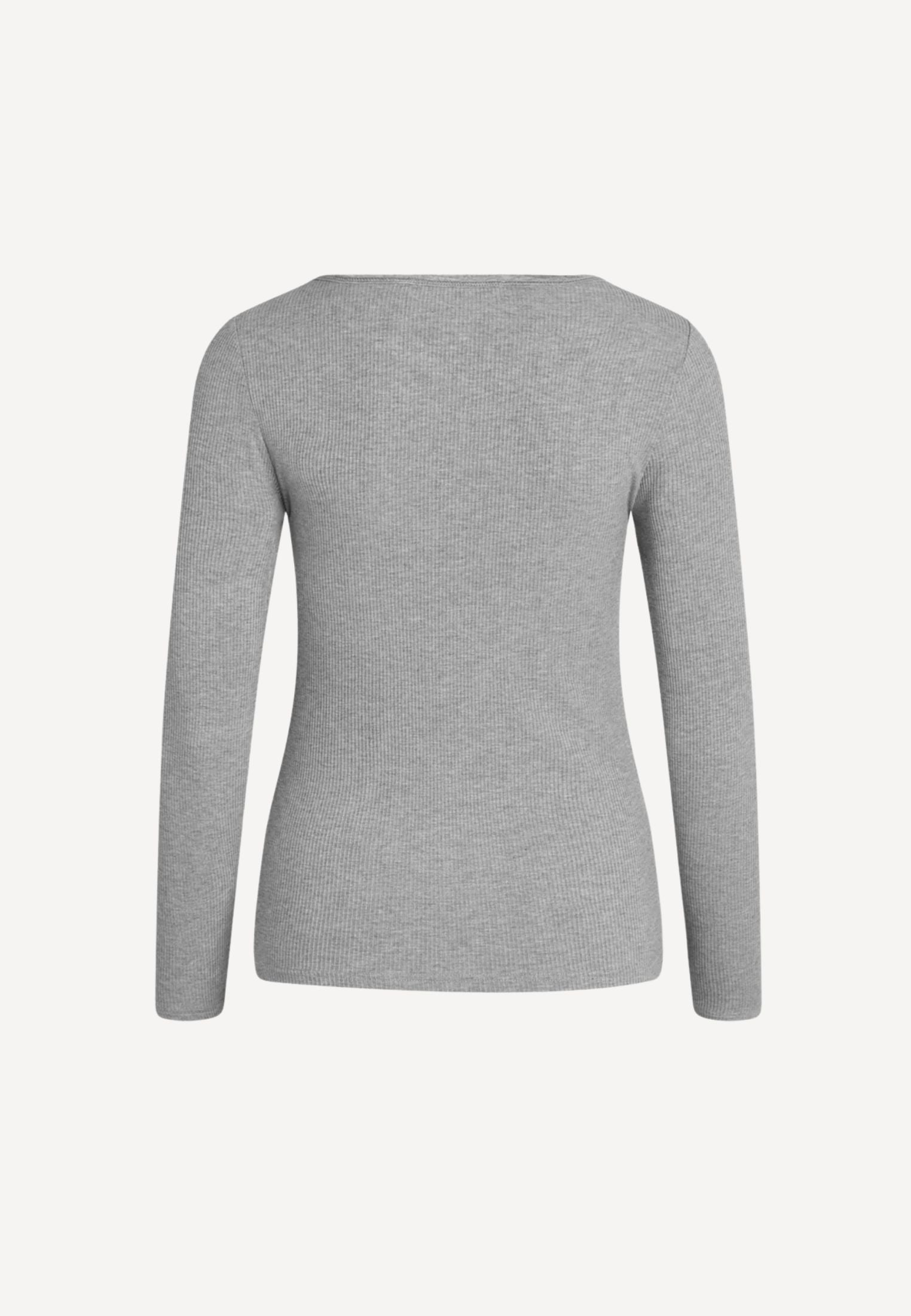 Lisa langærmet bluse - Grey Melange