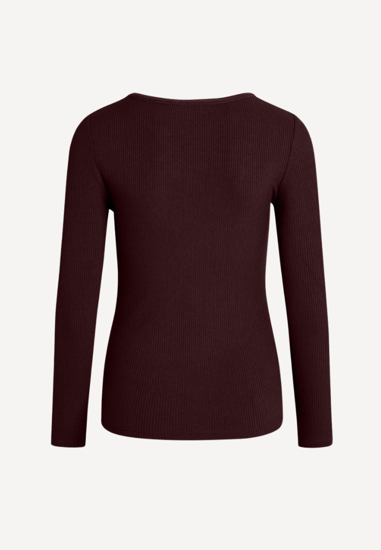 Lisa langærmet bluse - Aubergine