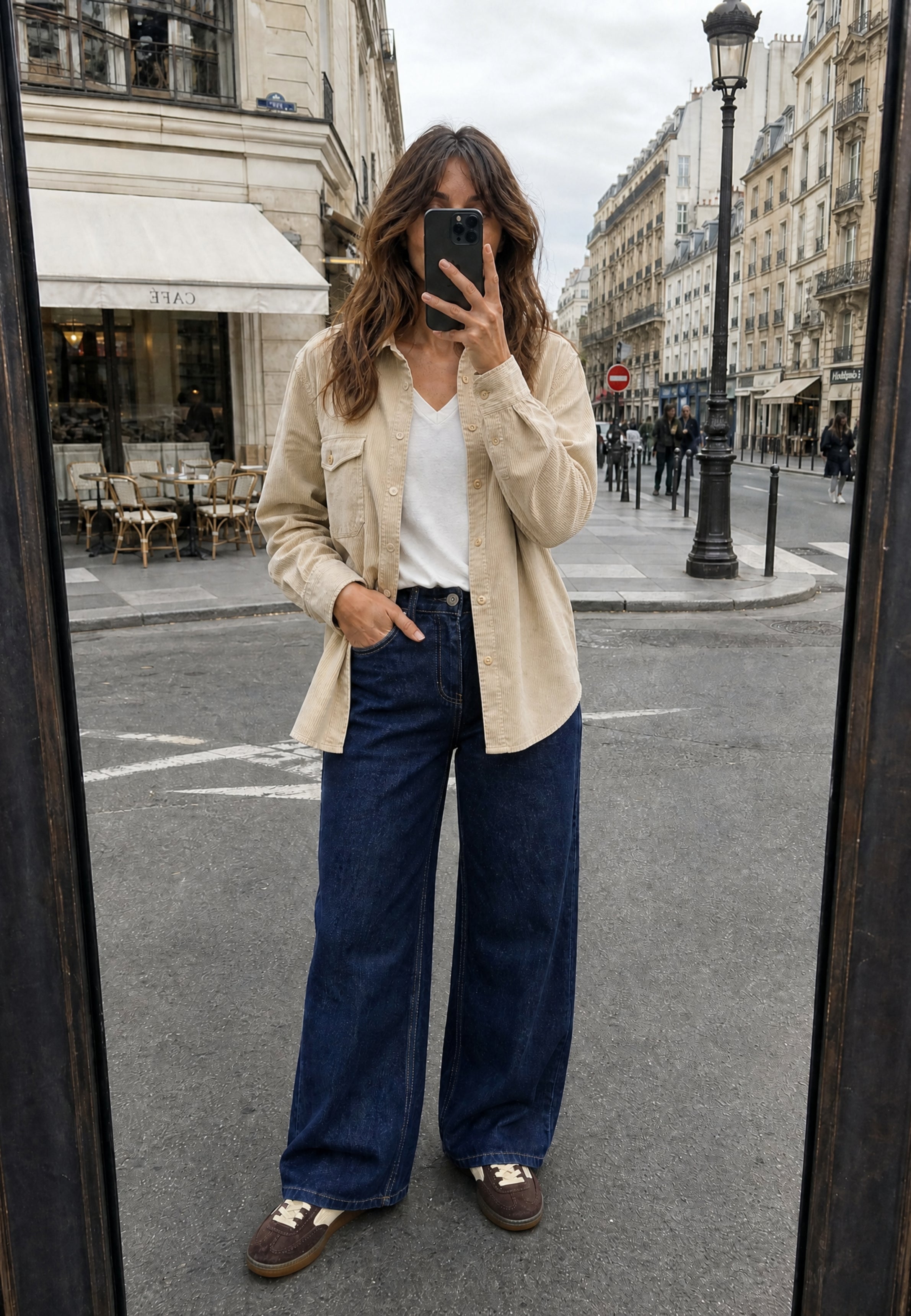 Marie Chest pockets skjorte - Light beige