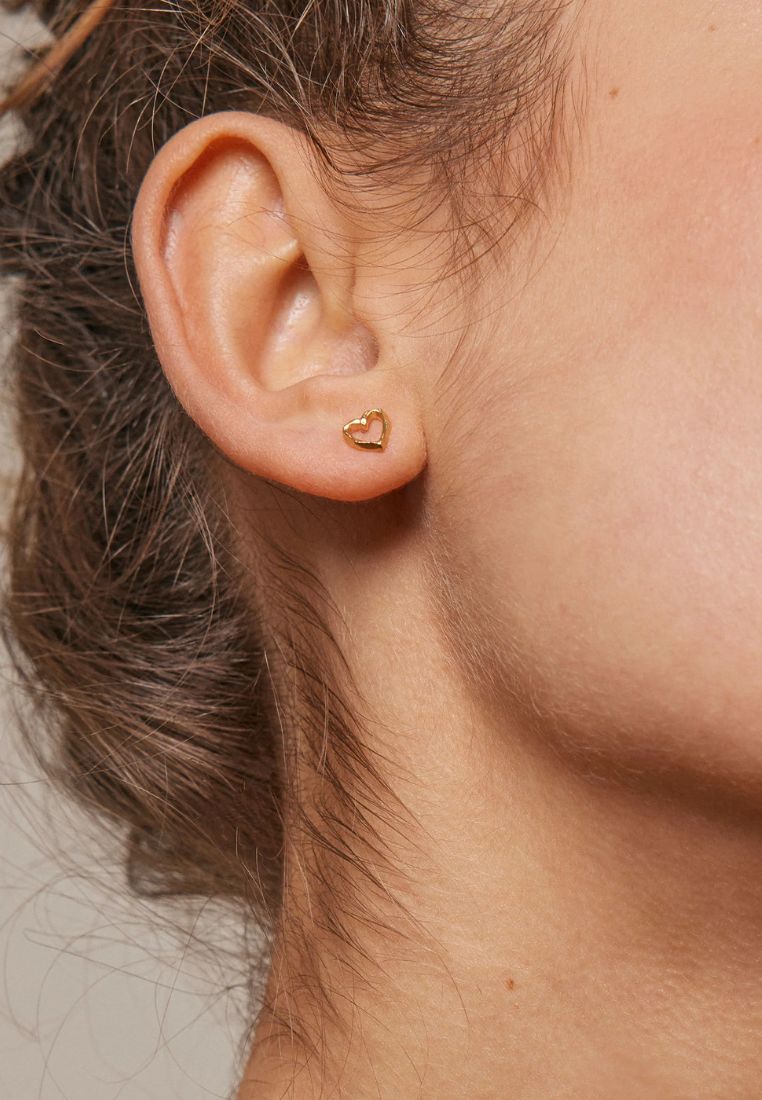 Organic Heart Studs - Gold