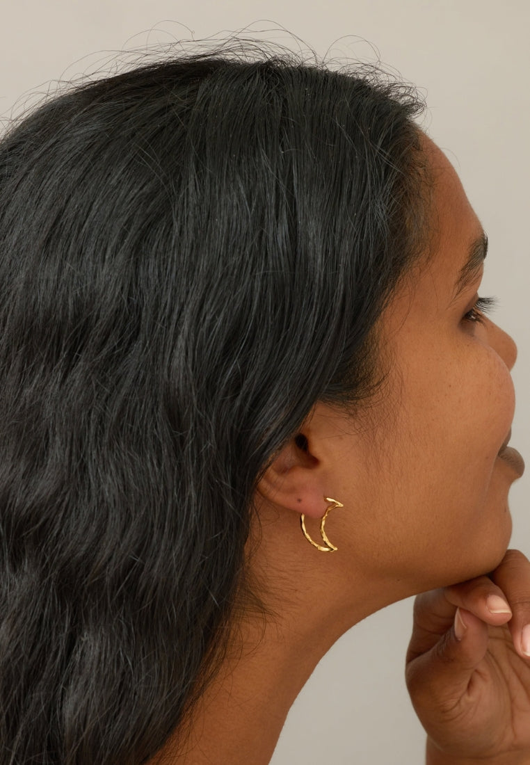 Organic moon hoops øreringe - Gold Plated