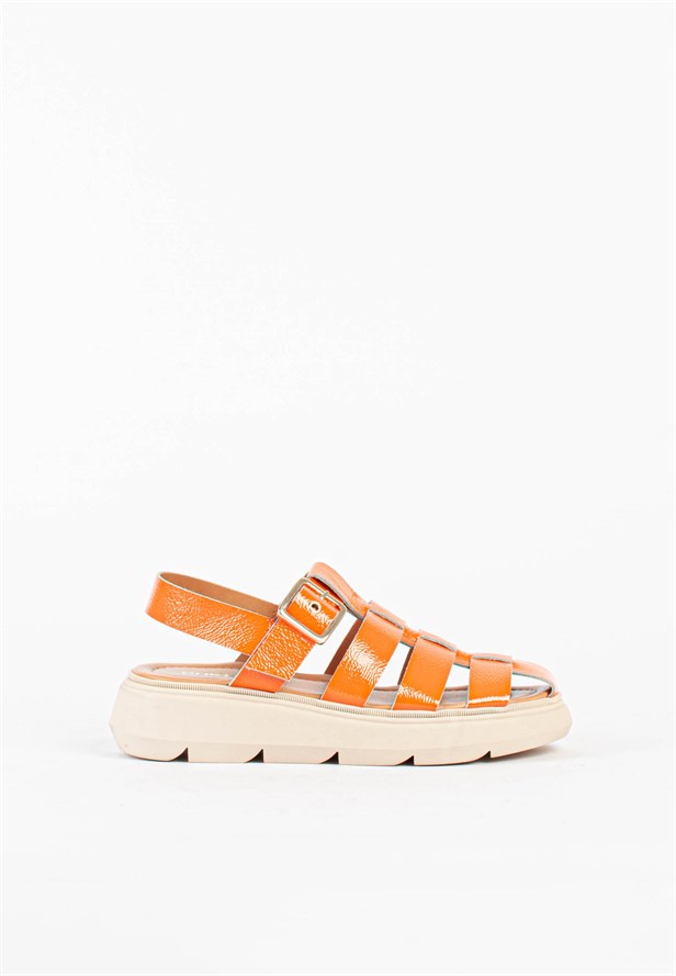 BUKELA - Elisa sandal - Lak orange